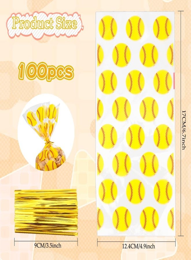 QIHOMPIB Softball Gift Bags, 100 PCS Softball Goodie Bags Favors, Softball Treat Bags Candy Bags Softball Bags Party Favor Gifts for Team Bulk Baseball Sports Theme Party Decorations Game Celebration Supplies - Image 2